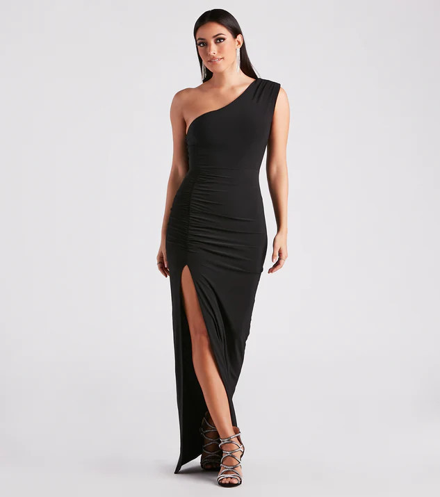 Elia Formal One Shoulder Slit Dress | Windsor Stores