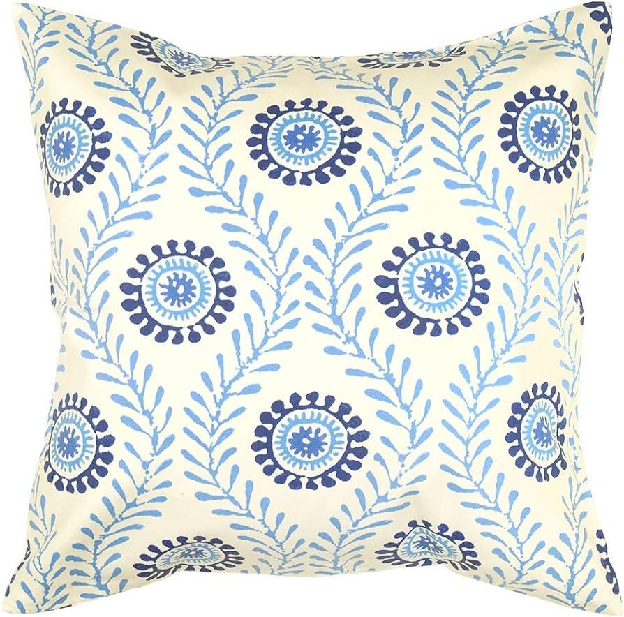 Decorative Pillows Throw Pillows Pillow Cover, 18x18, Blue Waverly Fabric Block Print 100% Cotton | Amazon (US)
