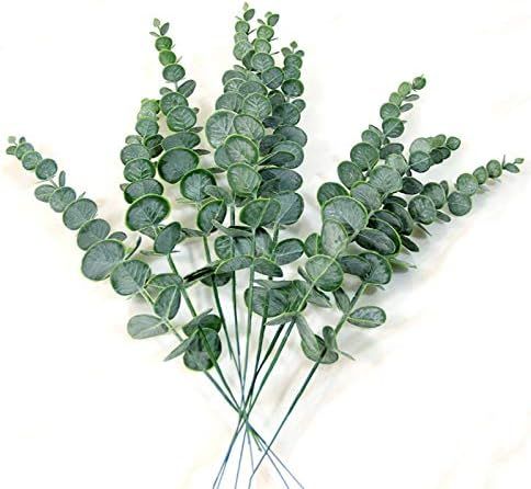 12 Pcs Real Touch Leaf Artificial Eucalyptus Stem Faux Eucalyptuses Wedding Bouquet Centerpiece H... | Amazon (US)