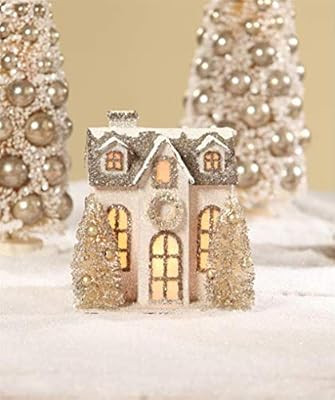 Bethany Lowe Elegant Woodland Glitter Christmas Village Ivory Country House | Amazon (US)