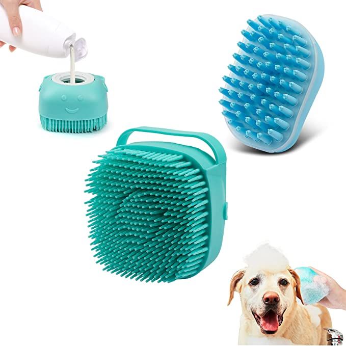 2Pack Dog Bath Brush, Soft Silicone Pet Shampoo Massage Dispenser Grooming Shower Brush for Short... | Amazon (US)