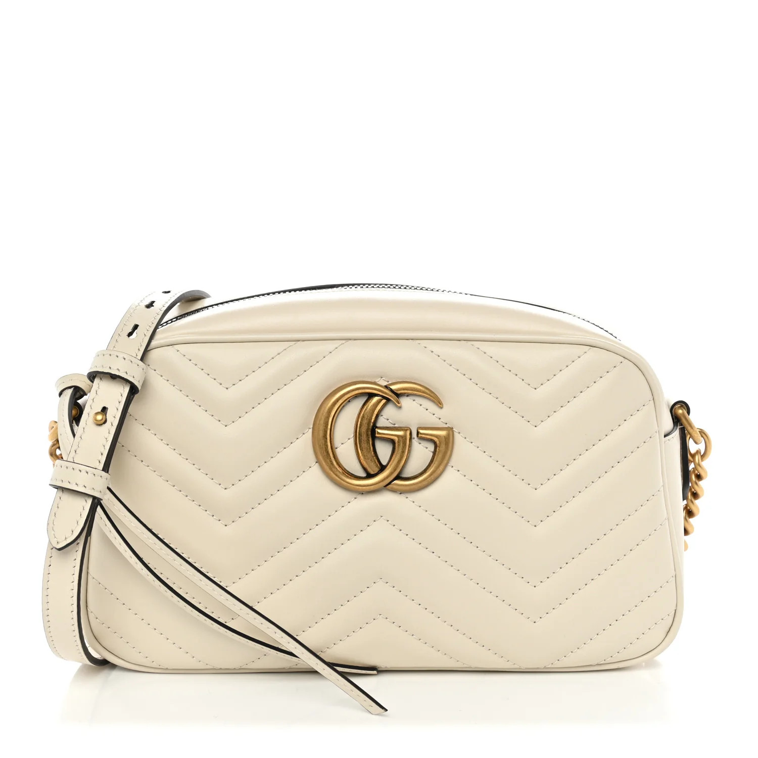 Gucci Calfskin Matelasse Small GG Marmont Chain Shoulder Bag White 1949890 | FASHIONPHILE (US)