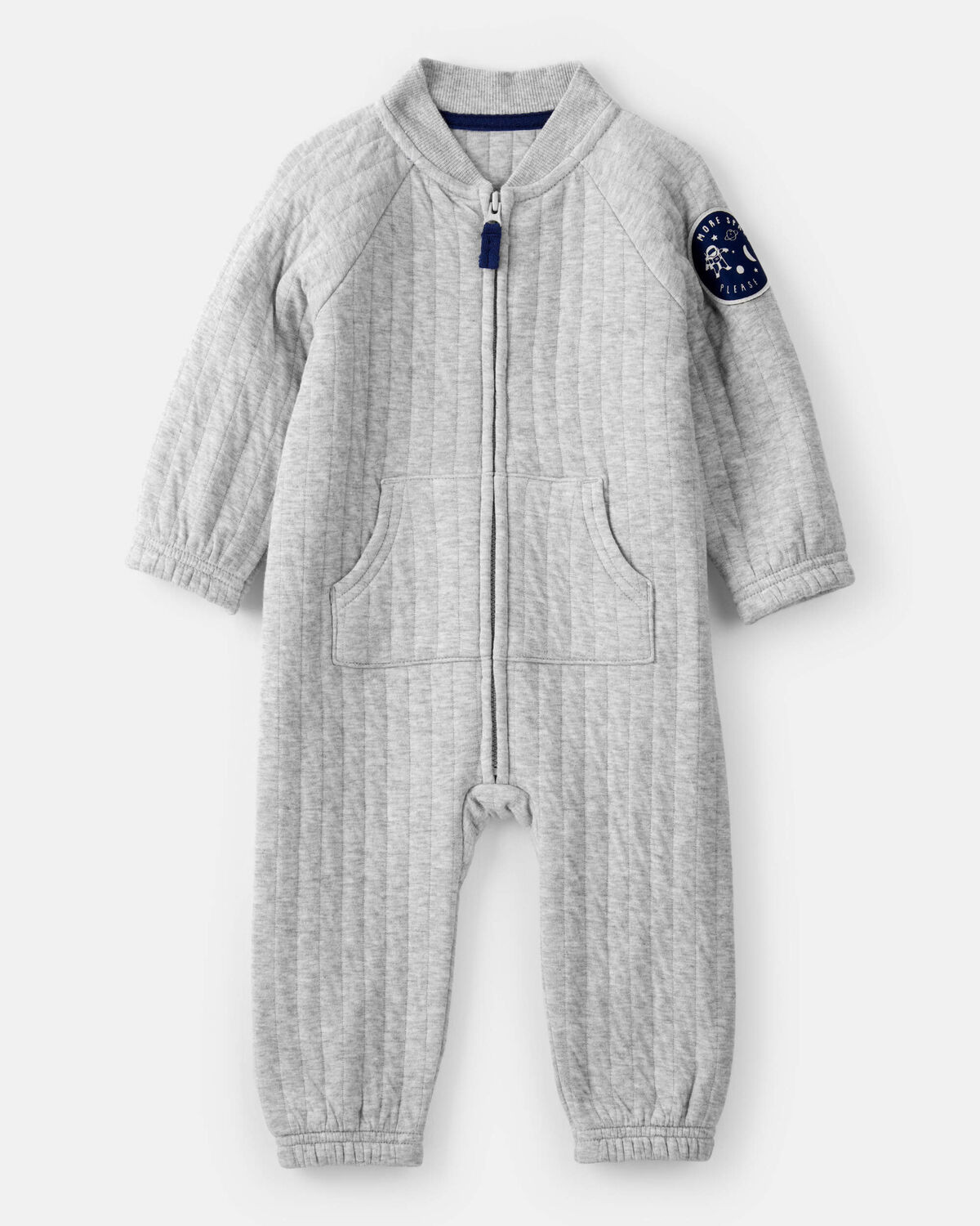 Baby Boy Space Quilted Long-Sleeve Jumpsuit - Grey | Carter's Inc