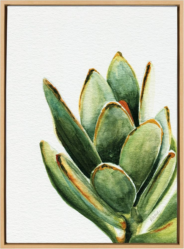 Kate and Laurel Sylvie Succulent 18 Framed Canvas by Jennifer Redstreake Geary, 23x33 Natural, Botan | Amazon (US)