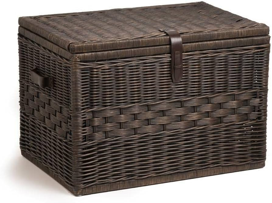 The Basket Lady Deep Wicker Storage Trunk, XL, Walnut Brown | Amazon (US)