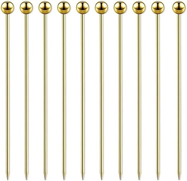 15 Pieces Stainless Steel Cocktail Picks Metal Martini Picks 4.3 inch Gold | Amazon (US)