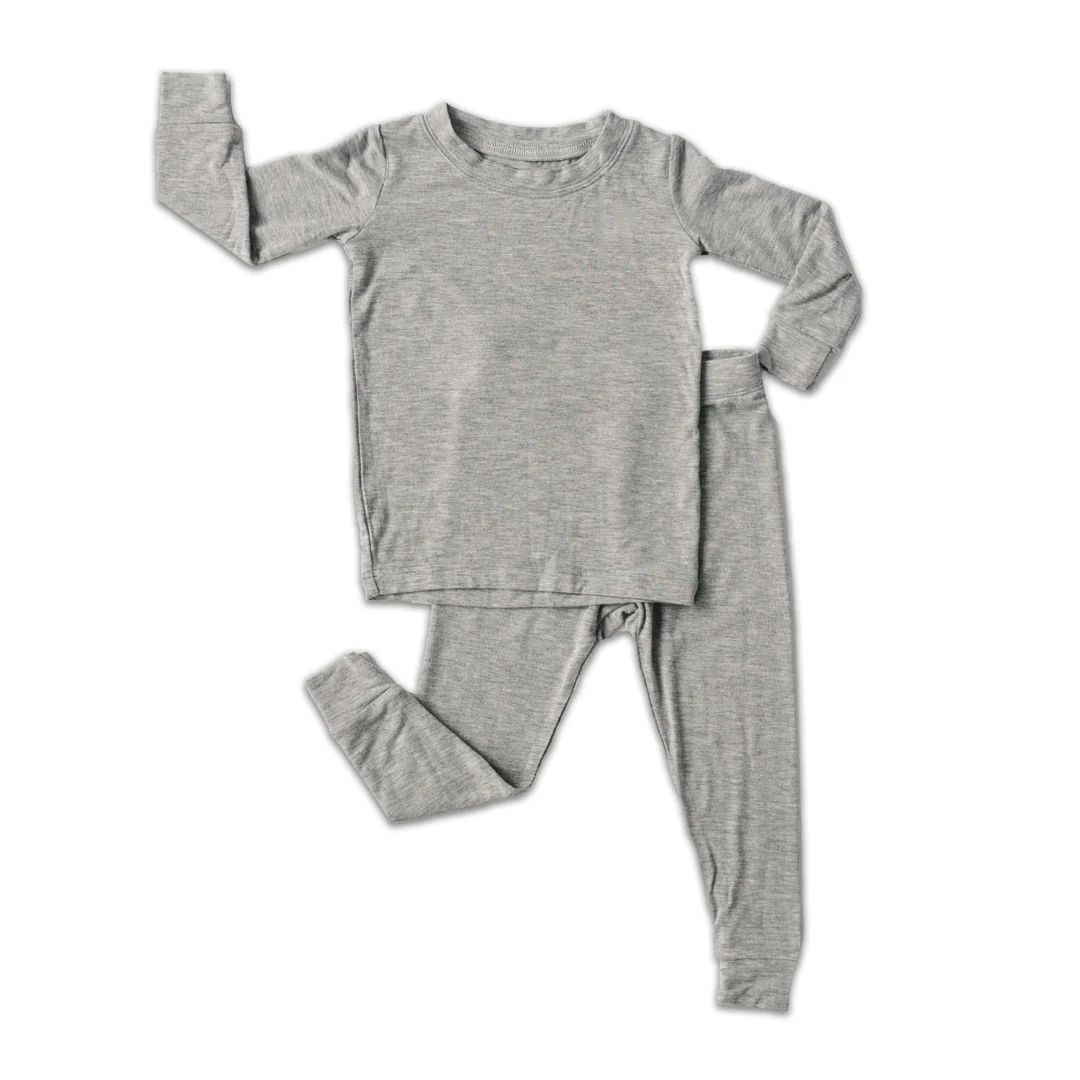 Heather Gray Two-Piece Bamboo Viscose Pajama Set | Little Sleepies