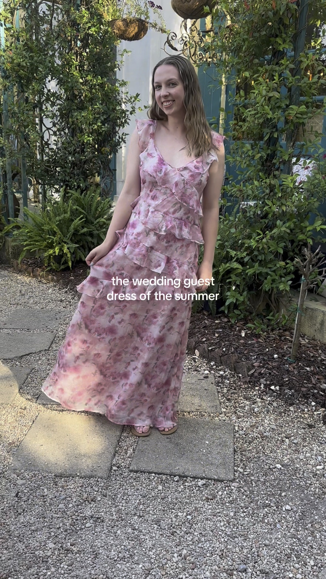 my favorite summer wedding guest dress 🤍 the pink floral ruffles for this beach wedding were perfect🌸 

#LTKwedding #LTKtravel #LTKSeasonal