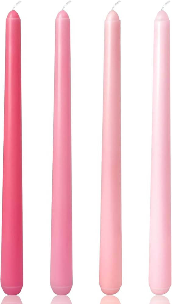 10 Inch Gradient-Pink Taper Candles, 4 Packs Unscented Candlesticks for Dinner, Wedding, Valentin... | Amazon (US)