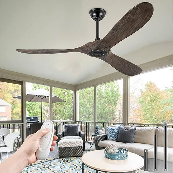 60" Ceiling Fans Without Light, Solid Wood Ceiling Fan No Light with Remote Control and DC Motor,... | Amazon (US)