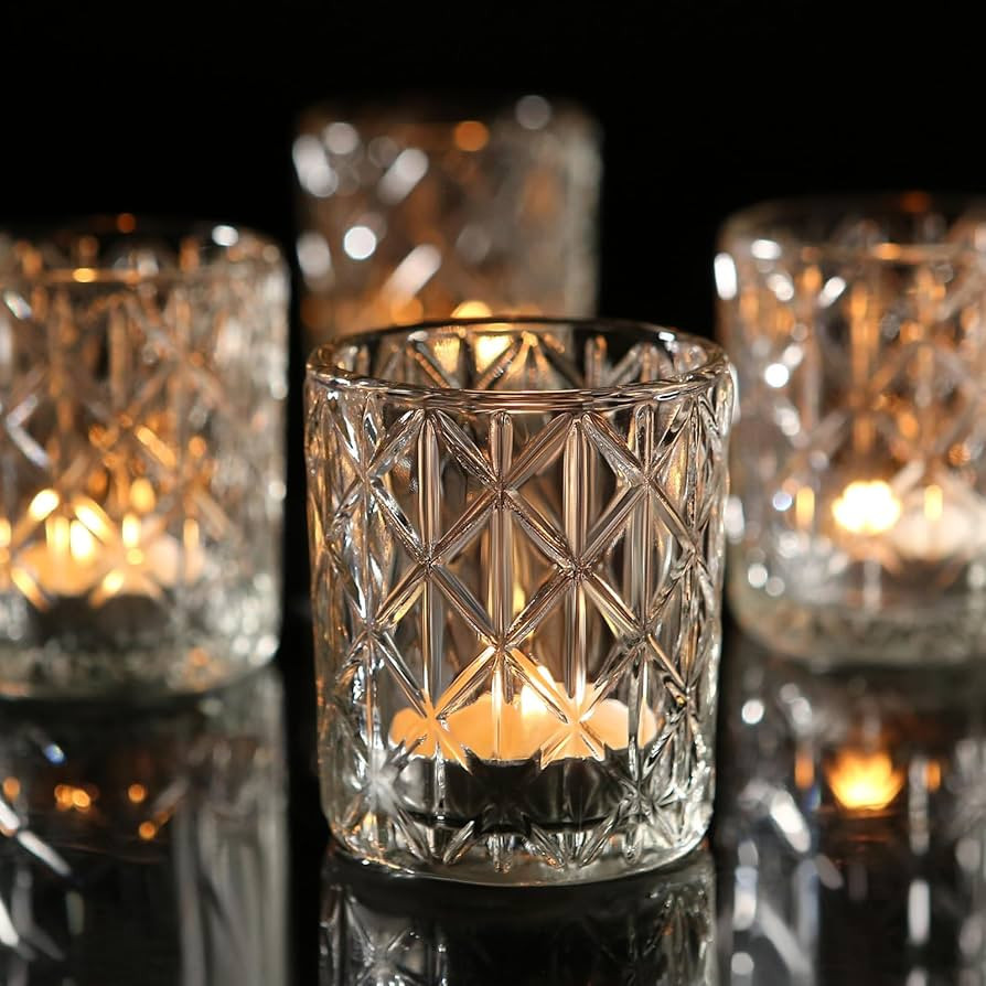 24pcs Clear Votive Candle Holders 2x2.5inch - Glass Candle Holder in Bulk for Table Wedding Cente... | Amazon (US)