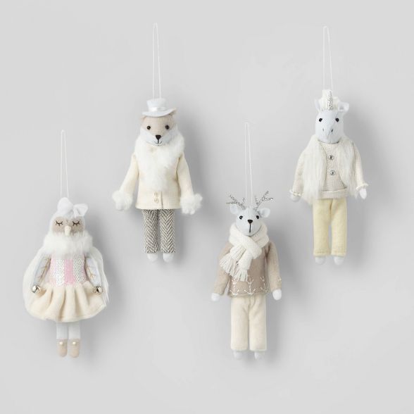 4pk Dressed Winter Animal Christmas Tree Ornament - Wondershop™ | Target