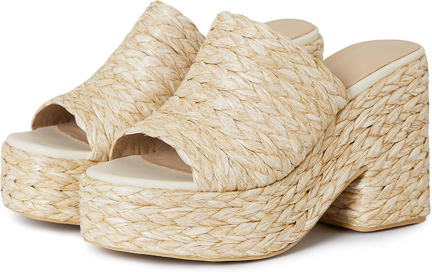 CYNLLIO Platform Sandals for Women Espadrilles Wedegs Heels Raffia Sandal Chunky Heeled Wicker Sl... | Amazon (US)