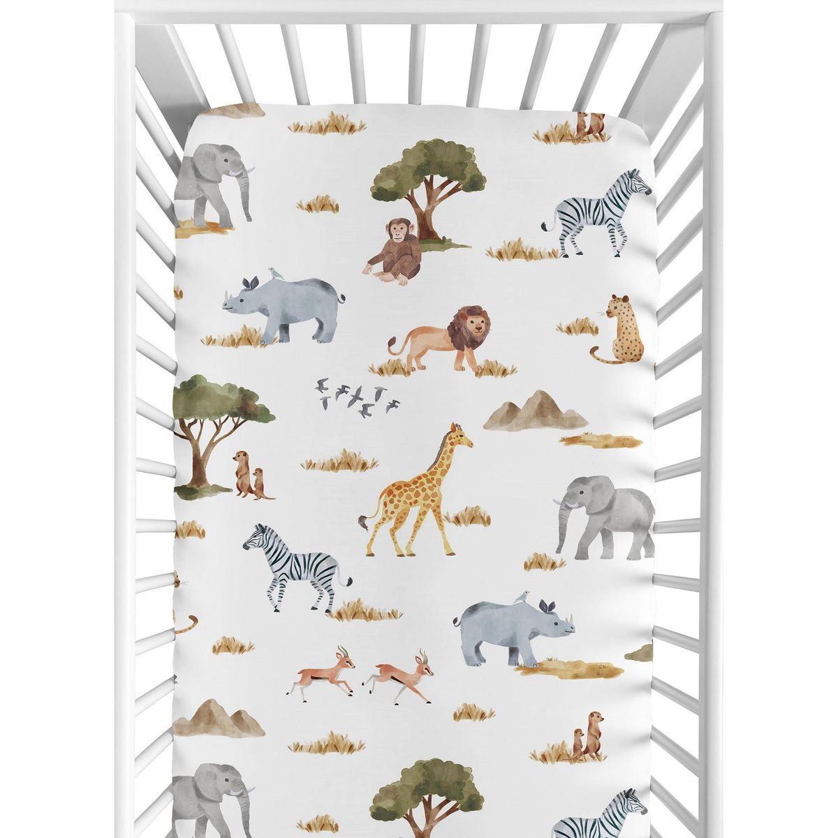 Sweet Jojo Designs Boy Girl Gender Neutral Unisex Baby Fitted Crib Sheet Jungle Animals Collectio... | Target