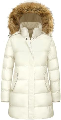 Women's Long Winter Puffer Coat Warm Jacket with Faux Fur Removable Hood Windproof Parka Outwear | Amazon (US)