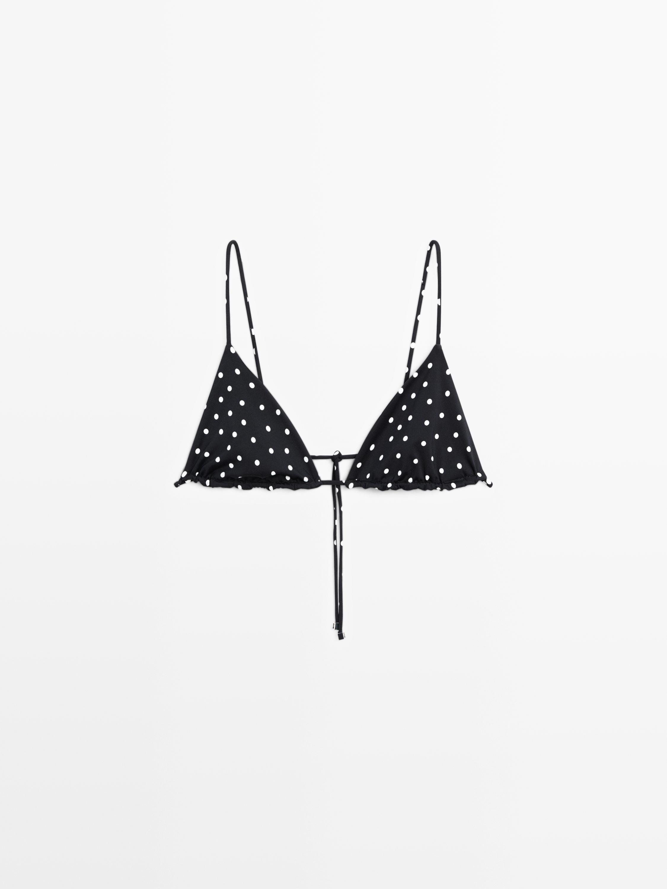 Polka dot print triangle bikini top | Massimo Dutti UK