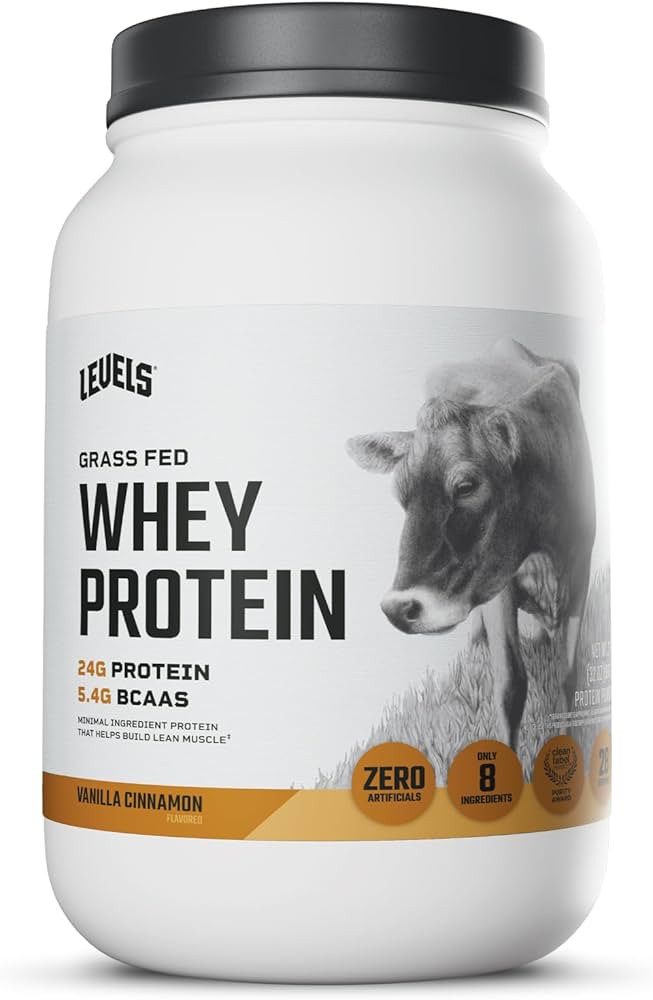 Levels Grass Fed Whey Protein Powder, No Artificials, 24G of Protein, Vanilla Cinnamon, 2LB | Amazon (US)