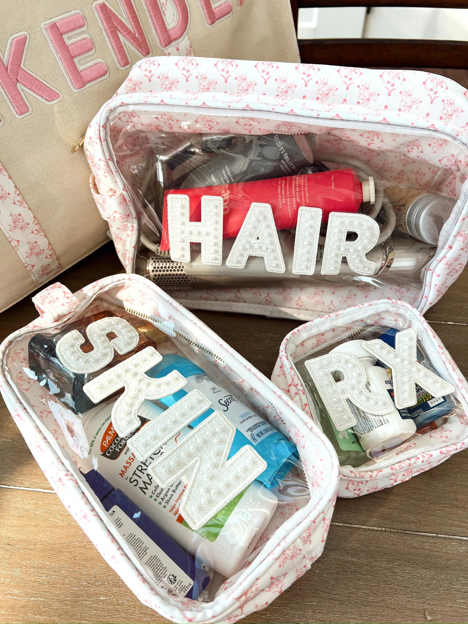 Pink Toile Customizable Makeup Bag Collection | KenzKustomz