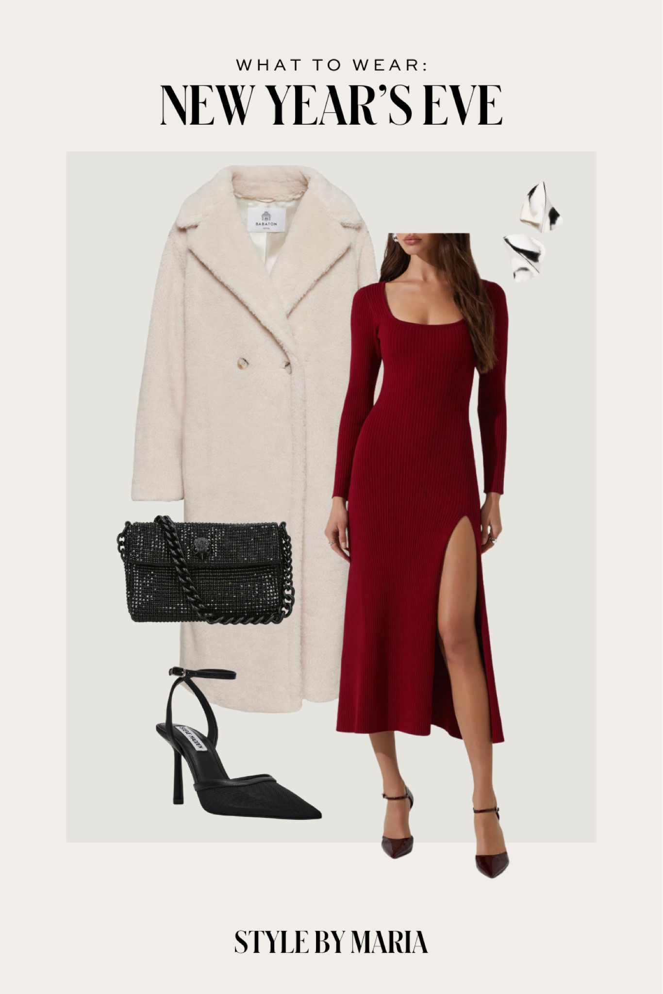 New Year’s Eve outfit
Astr the label sweater dress
Faux shearling coat
Kurt Geiger handbag
Steve Madden pumps 

#LTKHoliday #LTKSeasonal #LTKShoeCrush
