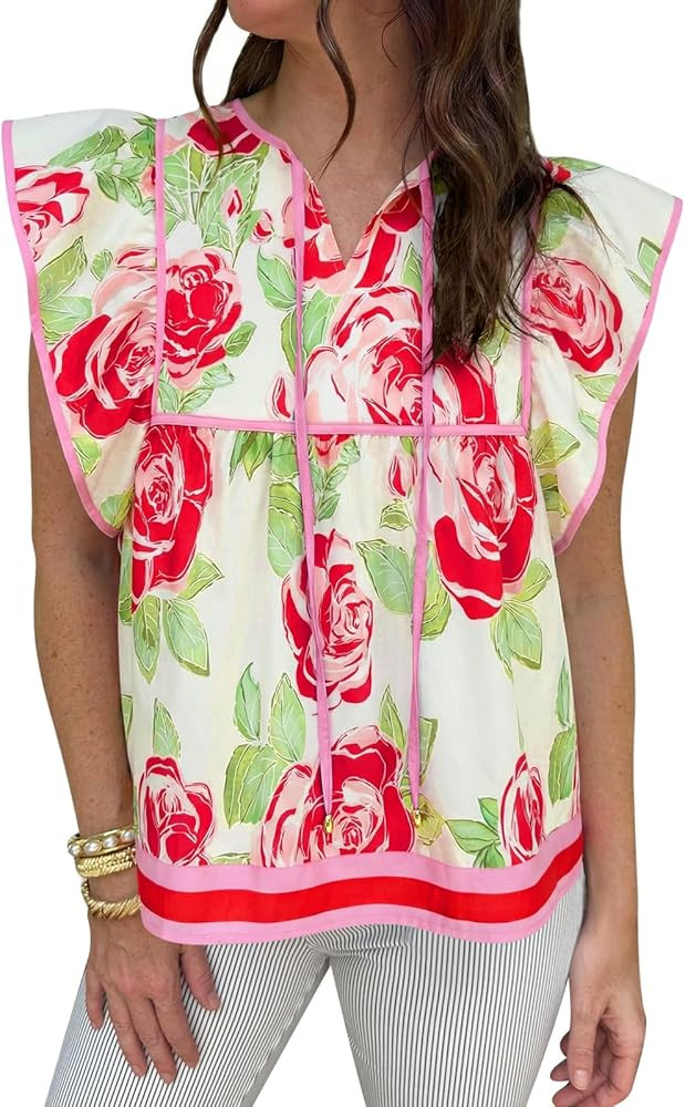 Cicy Bell Womens Floral Peplum Babydoll Tops Ruffle Cap Sleeve V Neck Blouses Summer Casual Boho ... | Amazon (US)