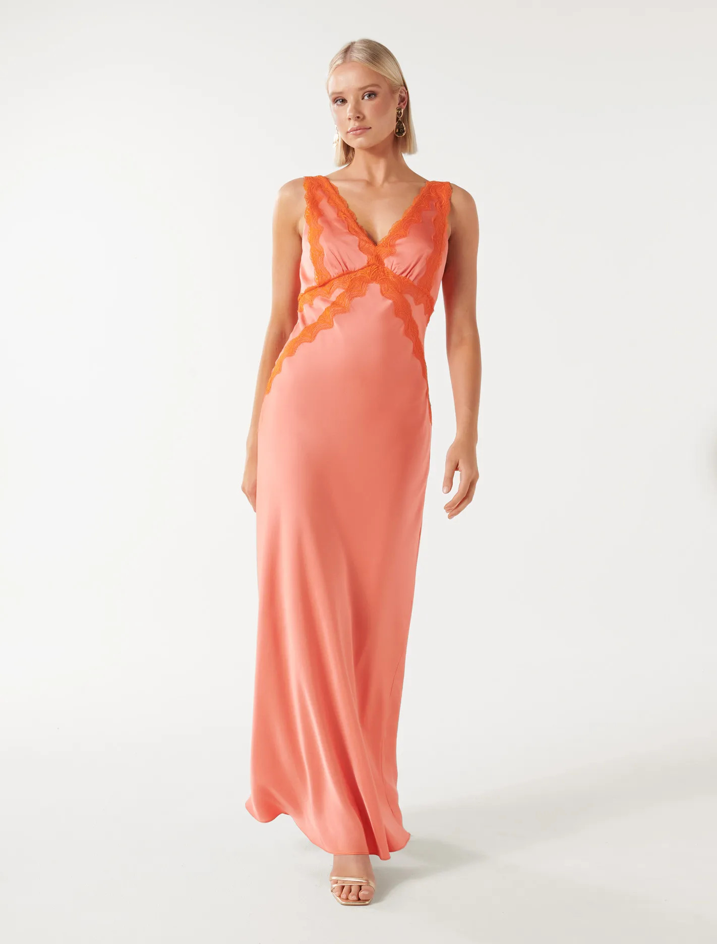 Amelia Lace Trim Satin Dress | Forever New (AU)