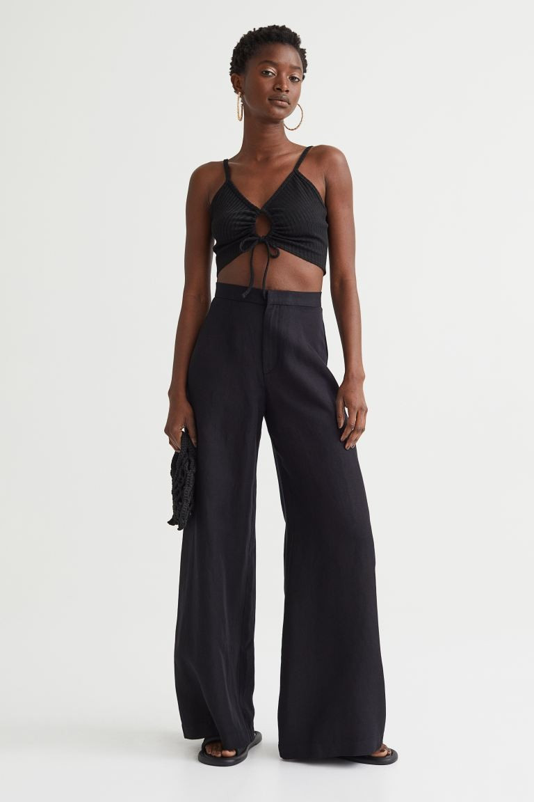 Tailored linen-blend trousers | H&M (UK, MY, IN, SG, PH, TW, HK)