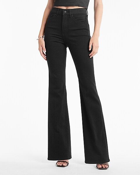 High Waisted Black Supersoft Flare Jeans | Express