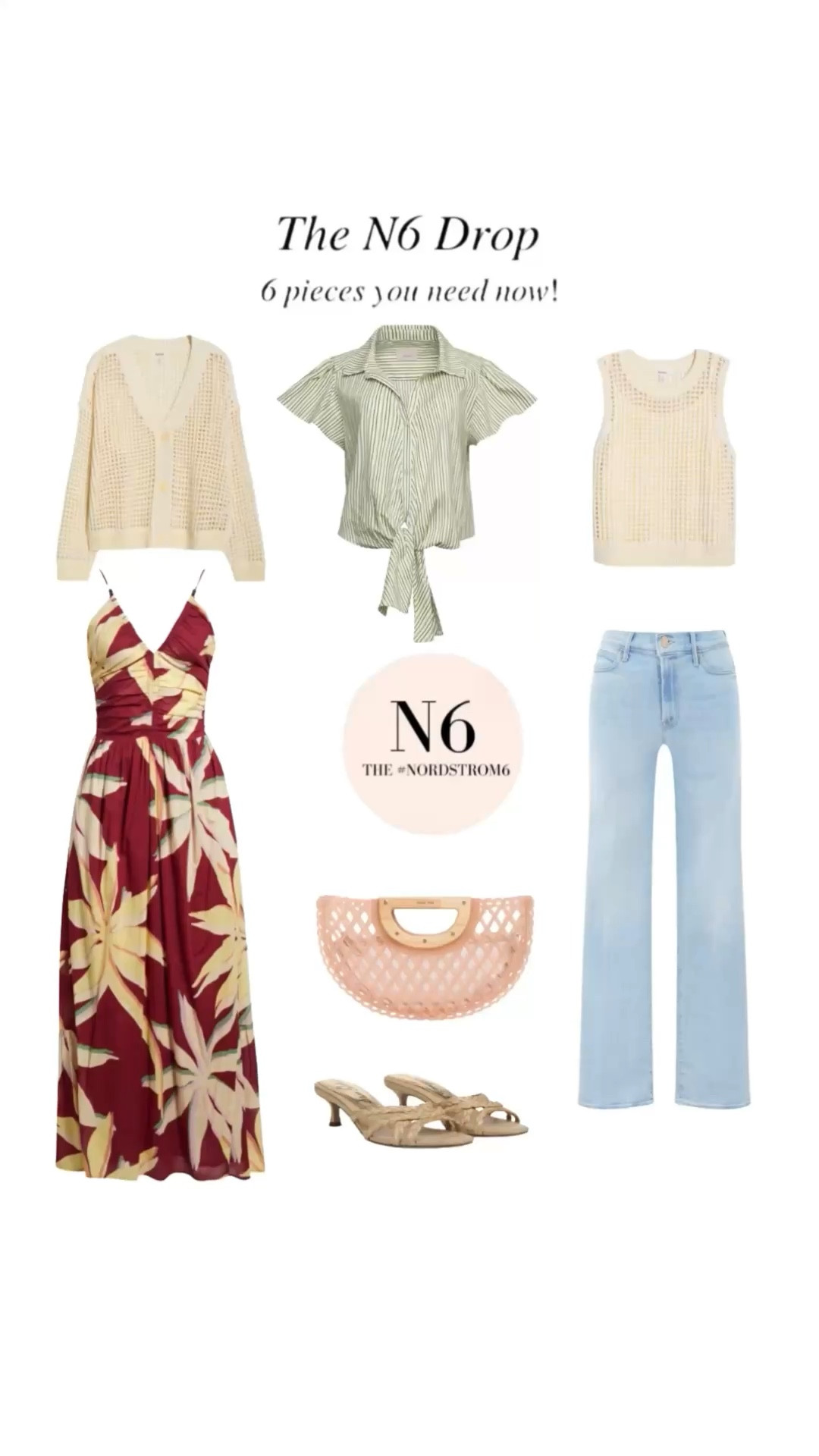 The April N6 Drop! 

A favorite light wash denim. I love this style.  It’s stretchy. If between sizes, size down. 

Splendid cardigan & top.  So cute. Runs tts. I wear a size Xs. Available in several colors. 

Green top runs tts. Wear this with high-waisted jeans. It has a matching skirt too. 

Rails dress runs tts, I'm wearing a size XS—a fun dress for vacay.  I suggest wearing nippies! I linked another style of dress in the same print. 

The jelly handbag is so cute. It has a zipper mesh liner inside to hold your essentials.  So cute for going out or taking to the pool. 
I’ll share the pink & brown colors during Thursday's live at 9:00am pst. 

The sandal is adorable, versatile, and fits tts. 


#LTKSeasonal #LTKootd #LTKOver40