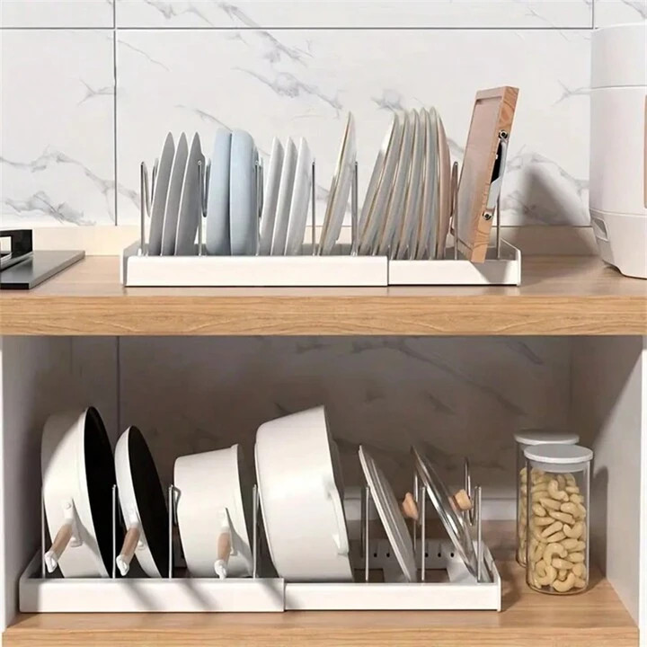 Trends1pc Expandable Kitchen Drawer Organizer With Pull Out Design & Adjustable Pot Lid Holder Fo... | SHEIN