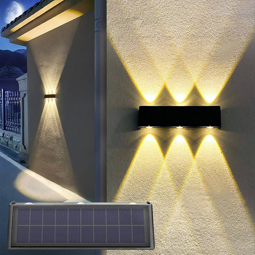 Solar Wall Lights Outdoor Aluminum Sconce Spot Lens 3000K LED Up and Down Waterproof Solar Lights... | Amazon (US)