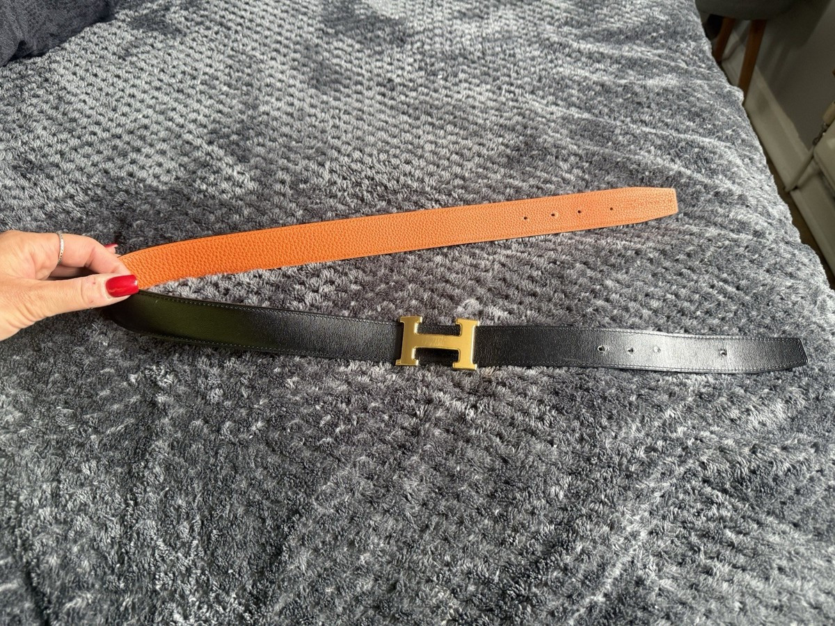 Hermes H Belt Buckle with Reversible Black/Brown, 32mm Belt Width, 80cm | eBay UK