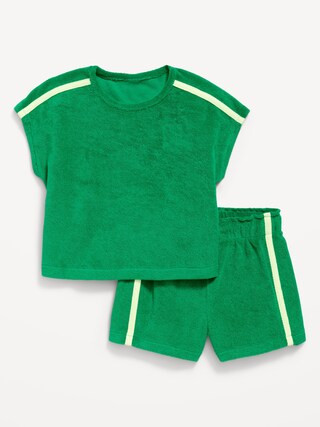 Short-Sleeve Terry Top and Shorts Set for Toddler Girls | Old Navy (US)