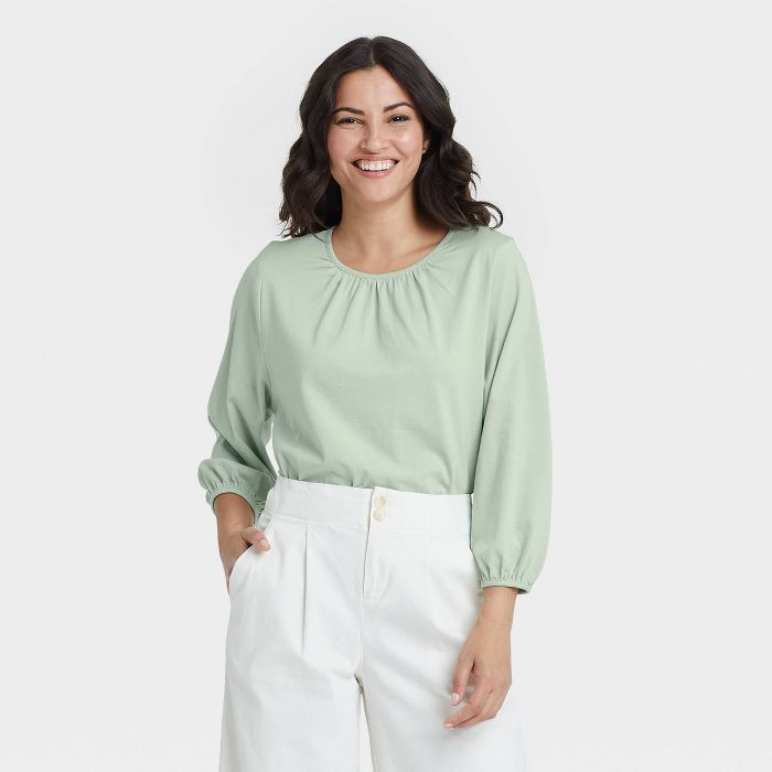 Women's Bishop Long Sleeve T-Shirt - A New Day™ | Target