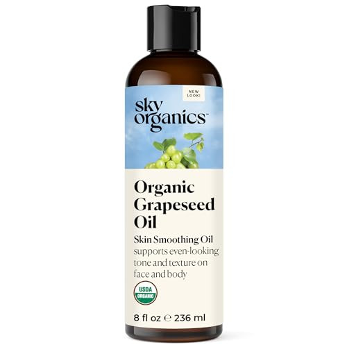 Sky Organics Organic Grapeseed Oil, Skin Smoothing Oil to Support Healthy and Even-Looking Skin Tone and Texture on Face and Body, for All Skin Types, 100% Pure & Cold-Pressed, 8 fl. Oz | Amazon (US)