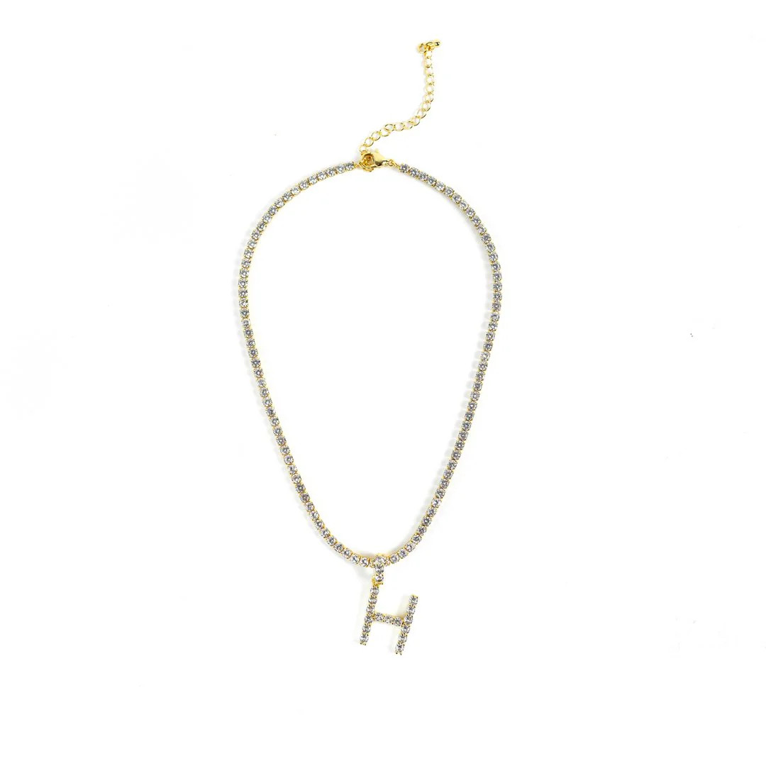 Tennis Chain Initial Choker | The Sis Kiss