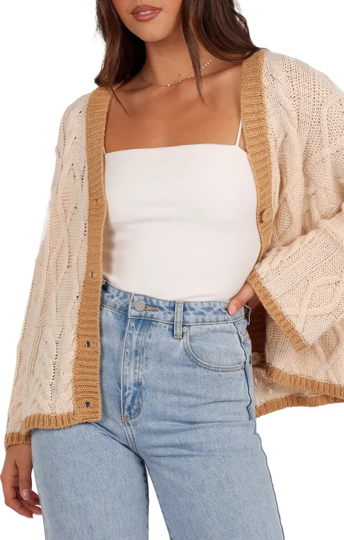 Zina Cable Contrast Trapeze Cardigan | Nordstrom