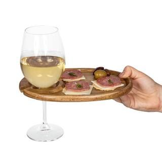 Picnic Time 9 in. x 6 in. x 0.5 in. Acacia Wood Wine & Appetizer Plates (Set of 4)-874-04-512-000... | The Home Depot