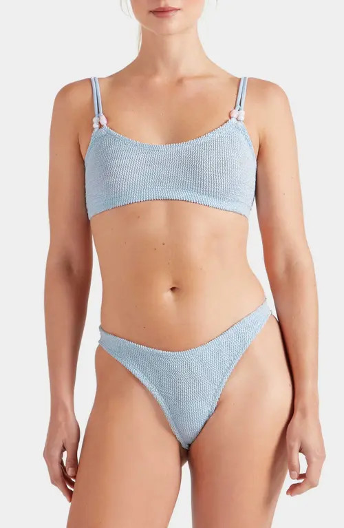 Hunza G Cassie Beaded Two-Piece Swimsuit in Metallic Ice Blue at Nordstrom | Nordstrom