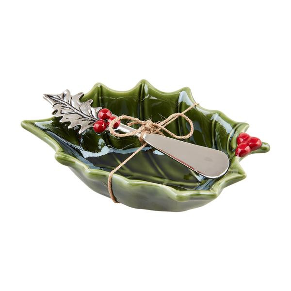 Mud Pie Girl's Holly Tidbit Bowl Set in Green | Stoneware | Mud Pie