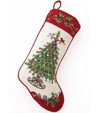 Peking Handicraft Holly Garden Tree Needlepoint Holiday Stocking | Dillard's | Dillard's