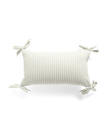 14x24 Striped Pillow With Corner Bows | Polyester/Cotton | Marshalls