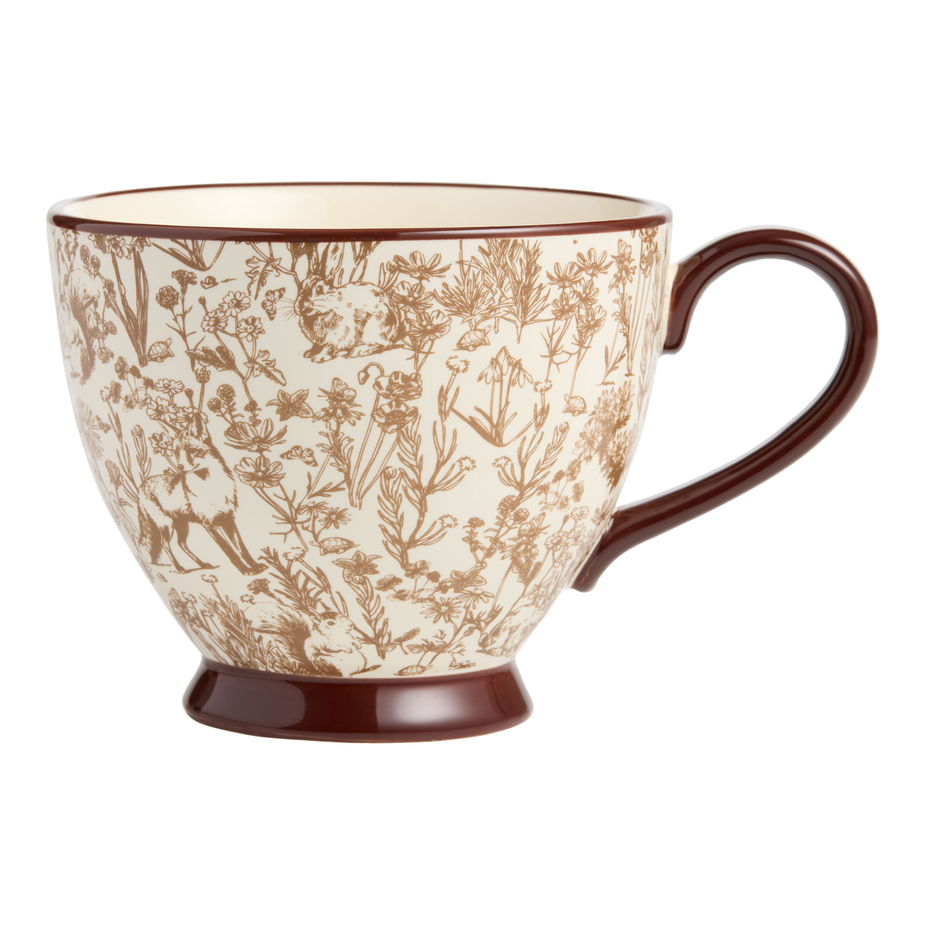 Chocolate Brown Fall Toile Ceramic Mug | World Market