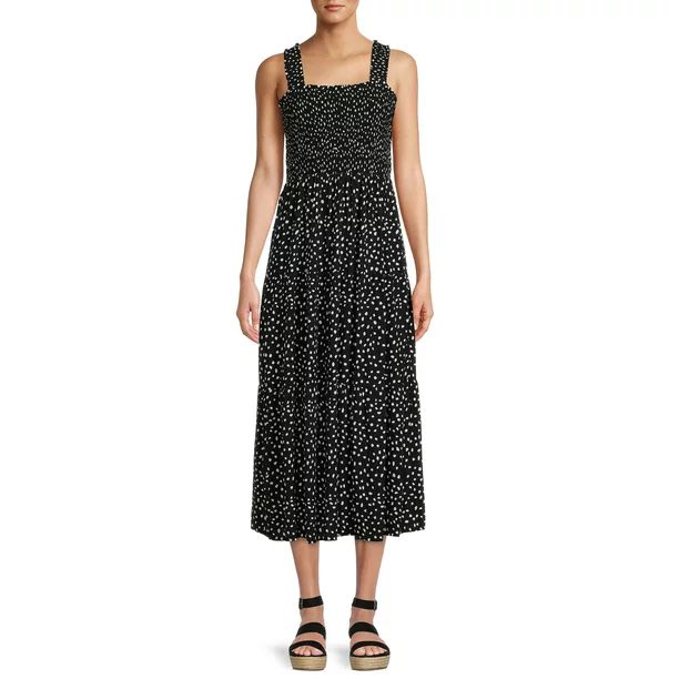 Beach Lunch Lounge Women’s Smocked Printed Midi Dress - Walmart.com | Walmart (US)