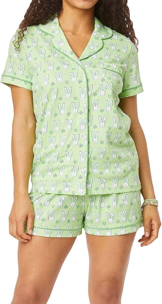 Yiulangde Y2k 2 Piece Pj Sets Pajamas for Women Tiger Floral Graphic Print Short Sleeve Button Sh... | Amazon (US)