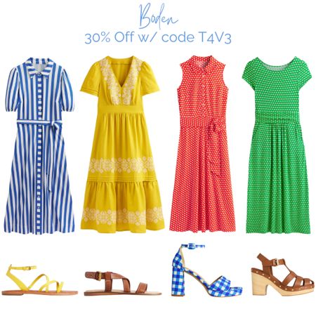 Boden dresses and sandals on sale!  Get 30% off with code T4V3. Perfect summer looks! #SummerStyle #BodenFashion #OOTD #SaleAlert #FashionFaves #ChicAndComfy #Colorful #SummerDress #SummerOutfit



#LTKSaleAlert #LTKStyleTip #LTKShoeCrush