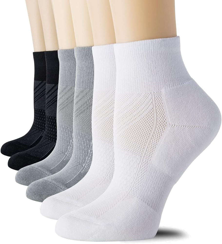 CS CELERSPORT 6 Pairs Women's Running Ankle Socks Athletic Sport Socks Cushioned | Amazon (US)