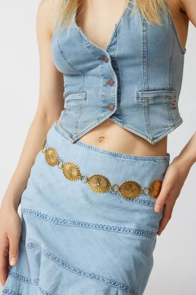 Embossed Chain Belt in Gold, Women's at Urban Outfitters | Urban Outfitters (US and RoW)