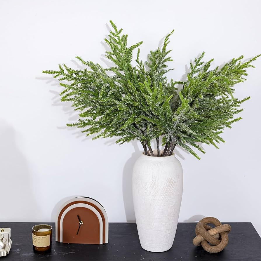 6PCS Norfolk Pine Stems with Artificial Snow, 31” Christmas Greenery Stems Pine Branches for DI... | Amazon (US)