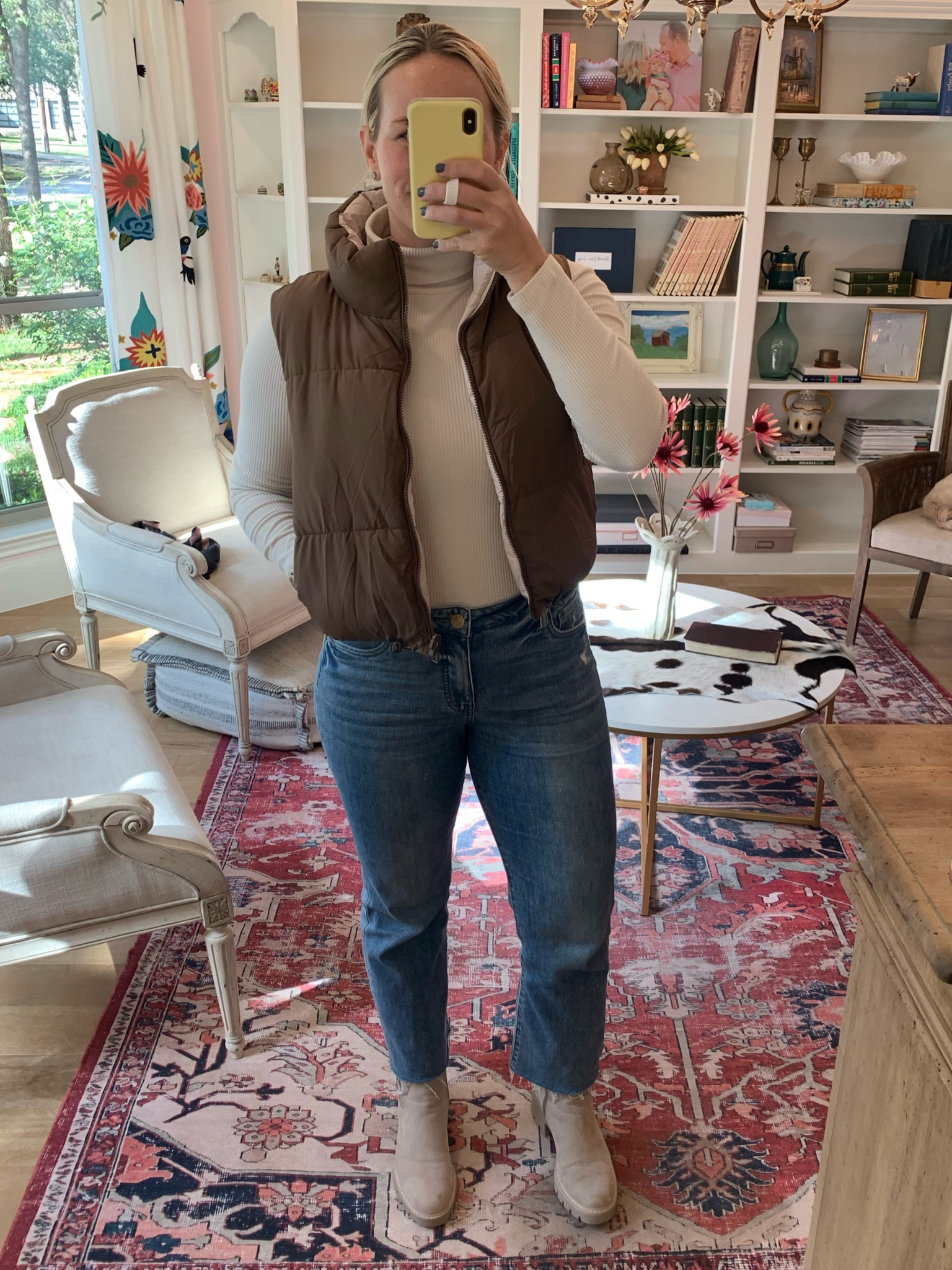 fall outfit: everything true to size! 

vest, reversible vest, chocolate brown vest, bone turtleneck, walmart shoes, walmart boots, chelsea boots, booties

#LTKstyletip #LTKsalealert #LTKfindsunder50