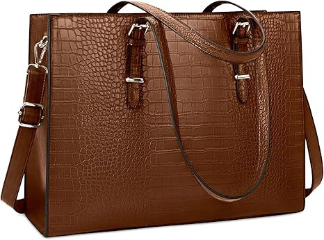 Laptop Bag for Women 15.6 inch Laptop Tote Bag Leather Classy Computer Briefcase for Work Waterpr... | Amazon (US)